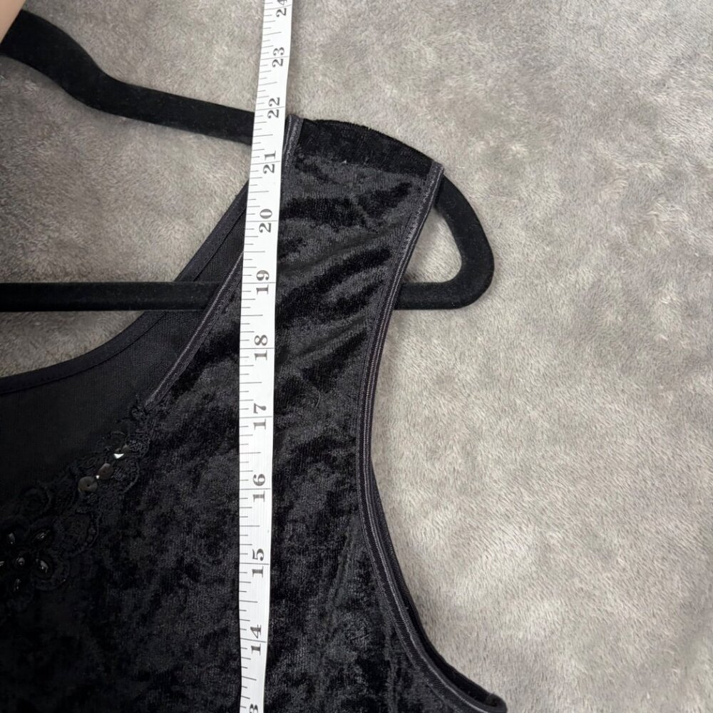 Whimsygoth Y2K Crushed Velvet Tank Women's S Black Floral Sequins Camisole EUC - Picture 7 of 9